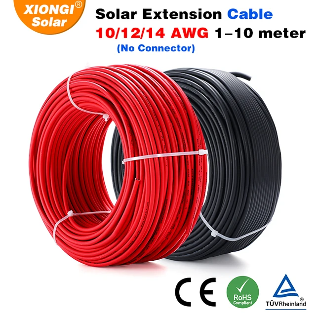 XIONGISOLAR kabel fotowoltaiczny Panel Stecker drut 2,5/4/6mm2 z 1/2/3/5/8/10/15/20/30M przewody fotowoltaiczne złącza 10/12/14 AWG