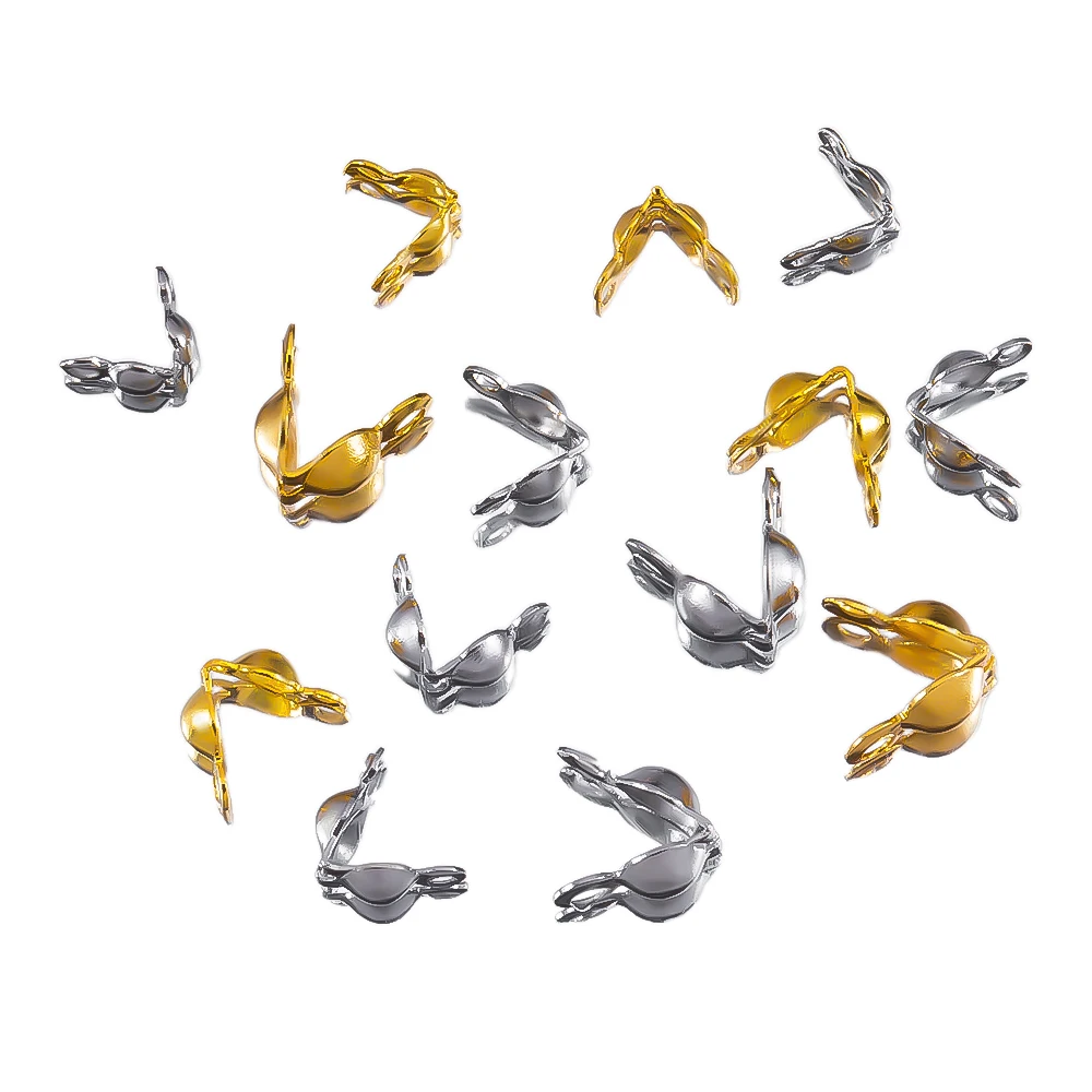 50-100pcs Stainless Steel Ball Chain Connectors Clasp Calotte End Crimps Beads Fastener for Jewelry Making DIY Accessories