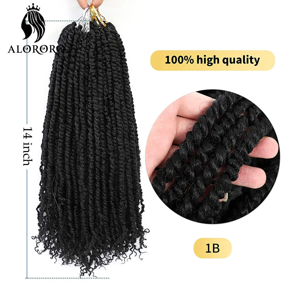 ALORORO Passion Twist Crochet Hair 14 " Pre-looped Synthetic Crochet Braids Hair Extensions For Women Braiding Hair Extensions