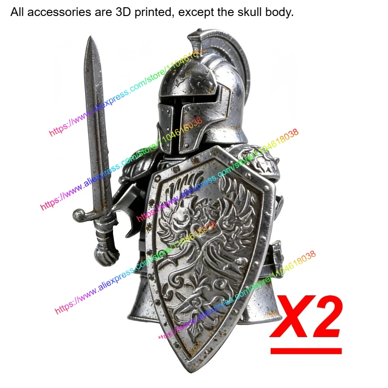 MOC Figuren Körperteile Bausteine Mittelalterliche Ritter Helm Bart Empire Hut Umhang Axt Hammer Sichel Mini-Bausteine Spielzeug Geschenke