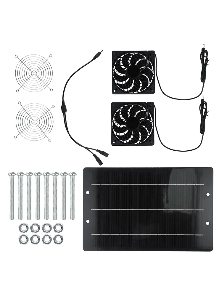 

1 Set 40W Solar Panel Fan Solar Powered Exhaust Fan Home Greenhouse Pet House Utility Rooms Cooling Fan