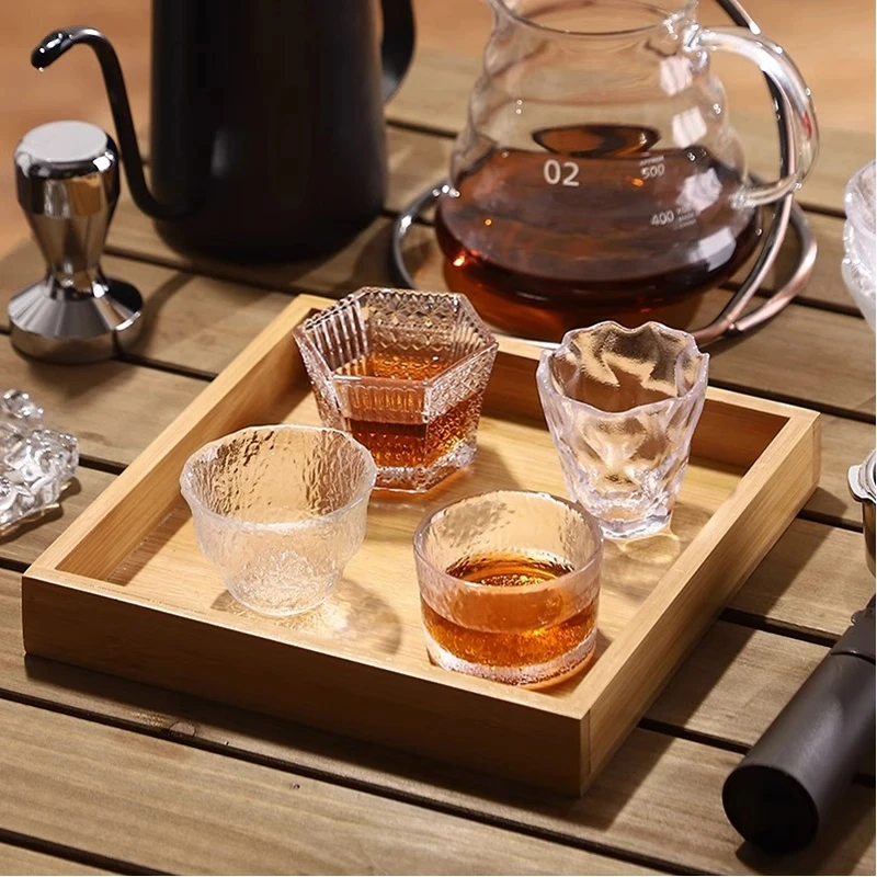 Japanese Style Sake Cup Shot Glass, Mini Tea Cup Glass Cups, Transparent Kung Tea Glasses Set Accessories ﻿