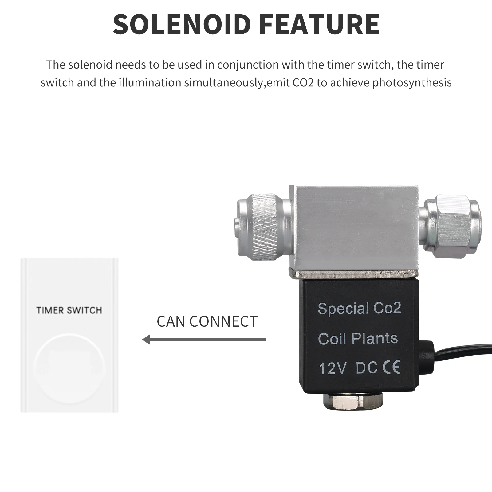 Solenoid Valve for Aquarium CO2 System Regulator DC 12V Output Connect 4*6mm Tube or Bubble Counter Double Head Noiseless