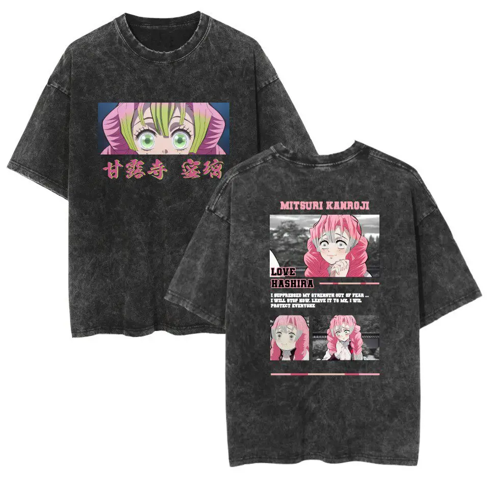 

Футболка унисекс Streetwear Demon Slayer в винтажном стиле с графическим принтом, хлопковая, с коротким рукавом, аниме-дизайн, повседневная, Y2K одежда