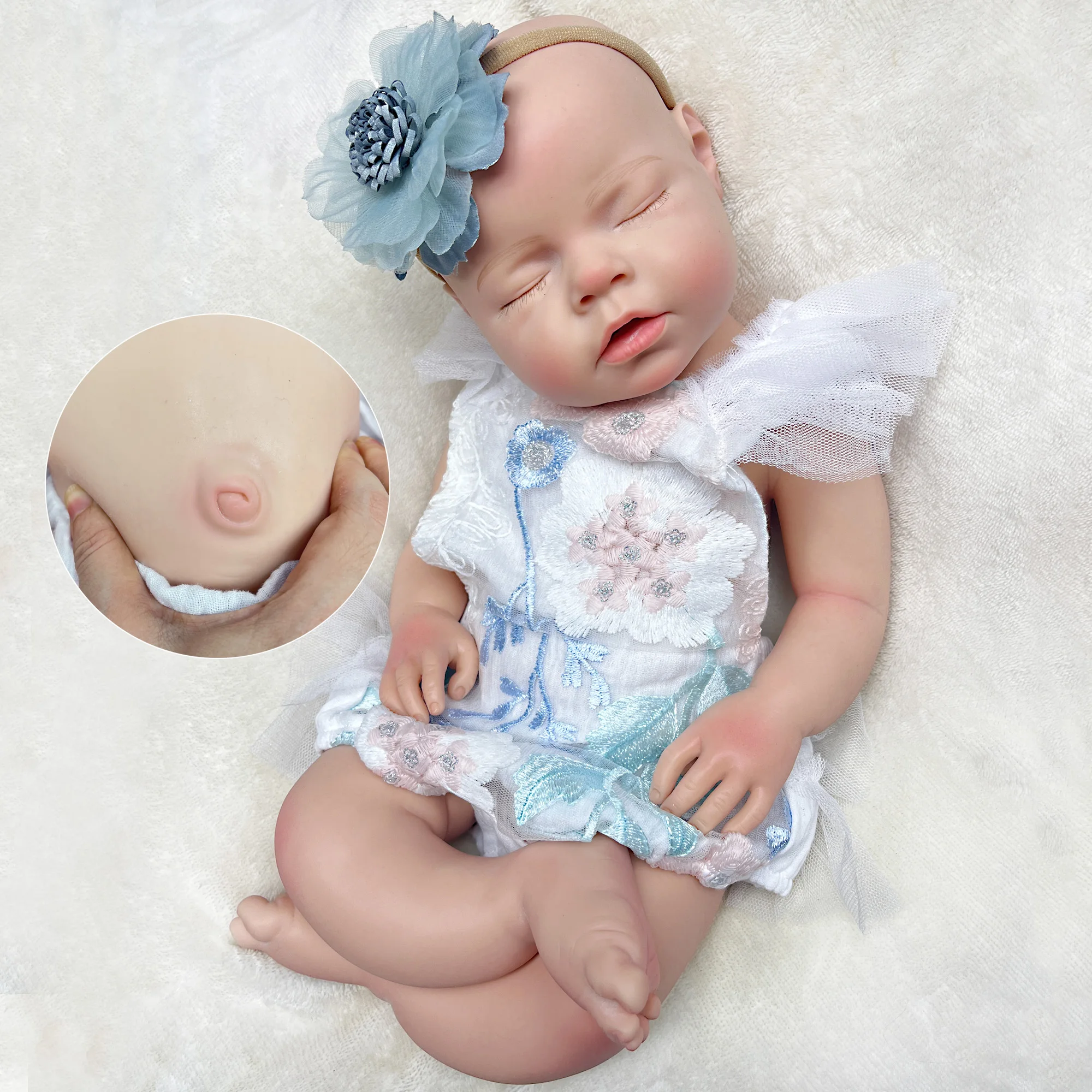 

20" Full Solid Silicone Girl/Boy Bebe Reborn Doll Painted Can Drink Milk & Pee Doll For Girl Bebê Reborn De Silicone Original