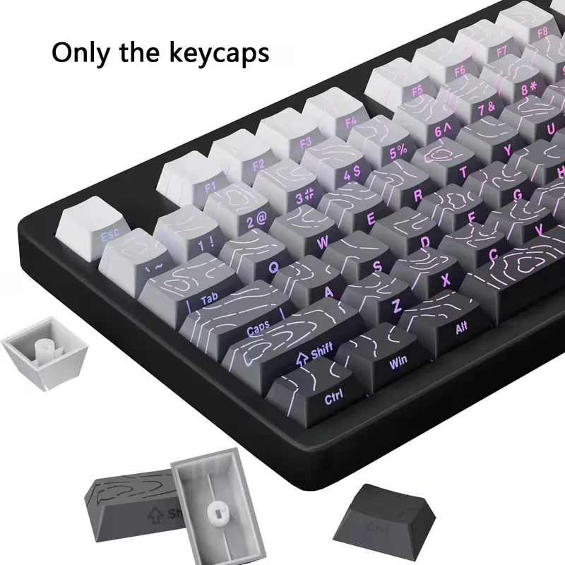 133-Key PBT Keycap Set, MX Mechanical Keyboard Compatible, OEM Profile, Side-Print Backlit Color-Coded, for Gaming & Office (Key