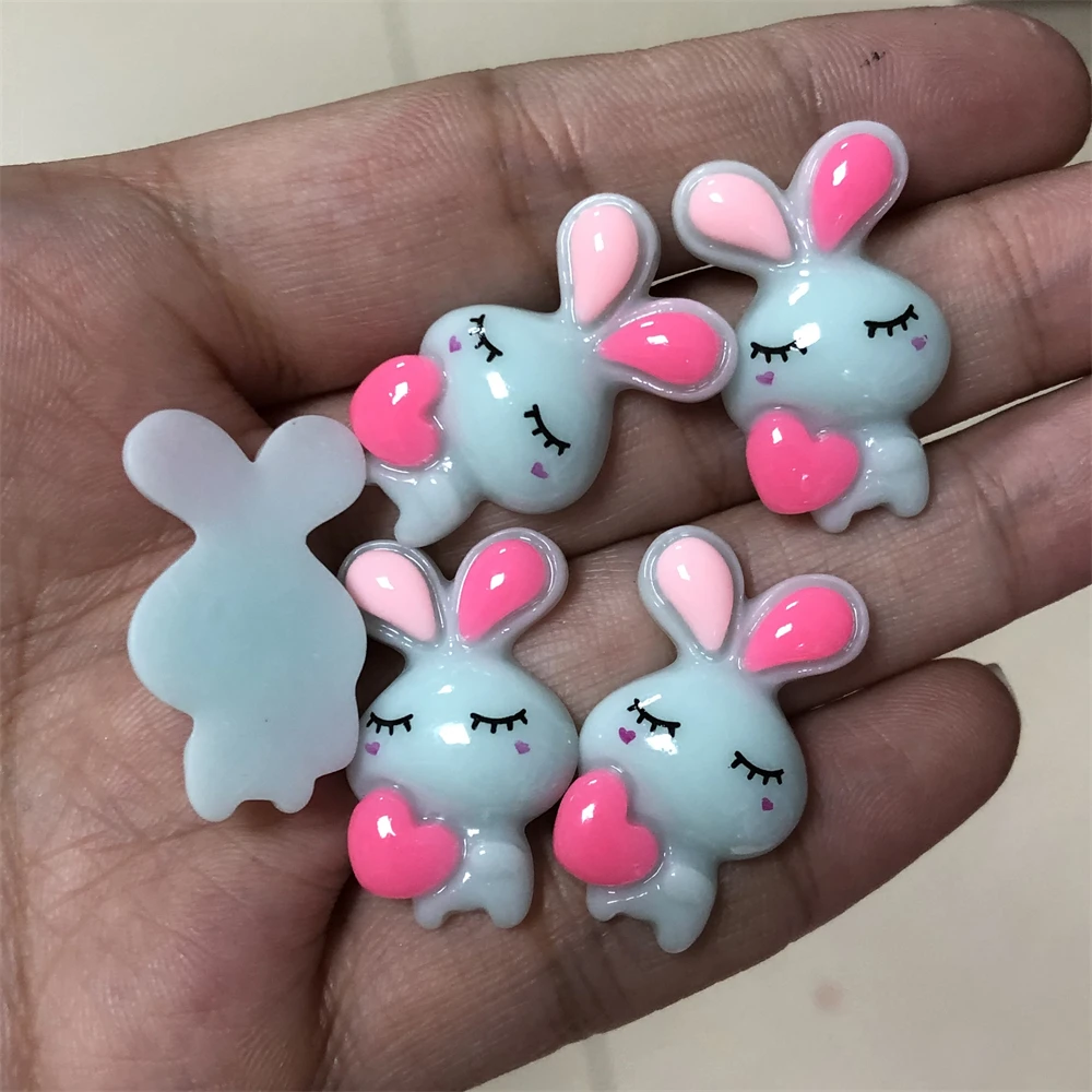 10pcs New Colorful Frog Birthday Hat Rabbit Head Love Heart Bunny Diy Craft Phone Case Decorations Nail Art Charms Accessories