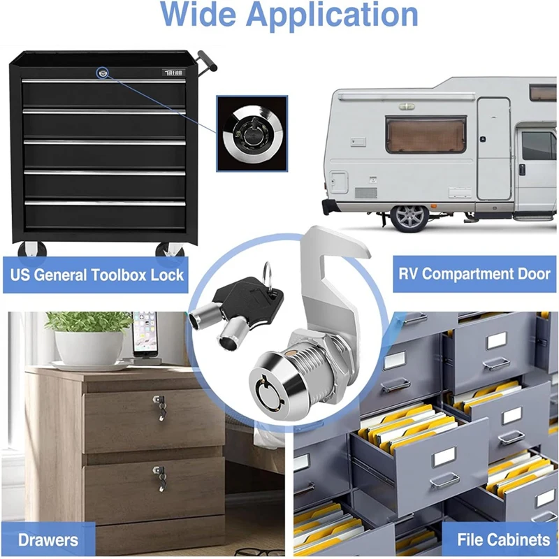 【Top Picks】Tool Box Lock With Key,5/8In Cabinet Cam Lock Keyed Alike,Toolbox Lock For RV Storage Compartment Door Tool Cart Mail