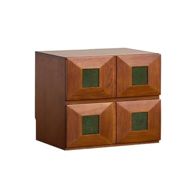 Medieval Solid Wood Chest Cabinet Module Combination TV Stand Multi-Functional Storage Bedside Table with Retro Card Door