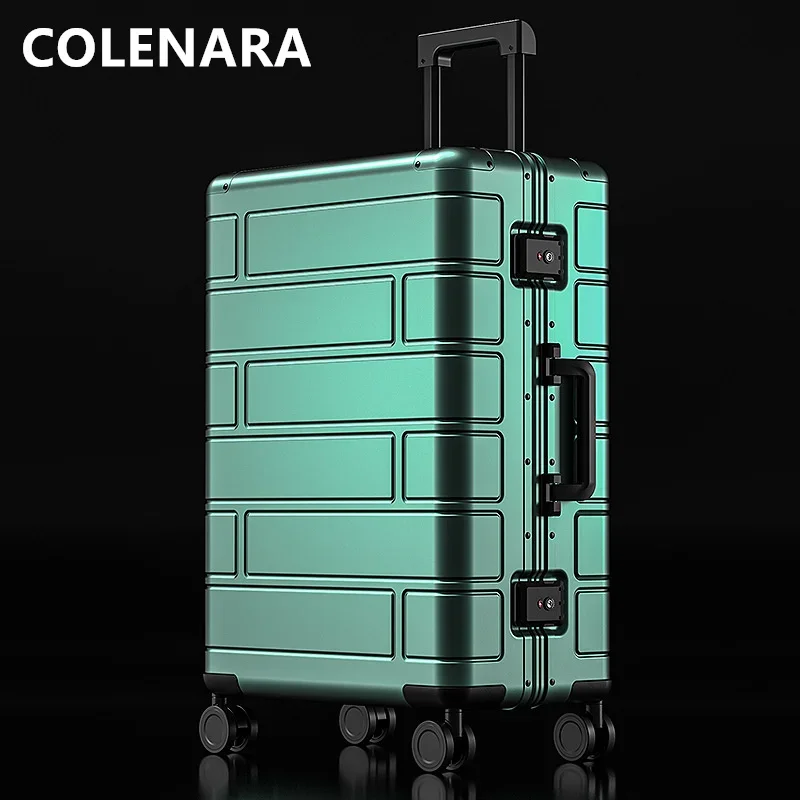 COLENARA 20"24"28Inch Luggage Business Trolley Case Full Aluminum Magnesium Alloy Boarding Box Men's Travel Bag Cabin Suitcase