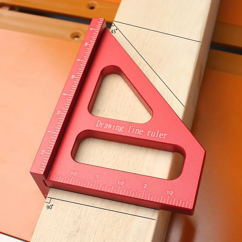 3D Multi-Angle Ruler Triangle Ruler Multi-Function Utility Scribing Gauge DIY Measuring Tool Aluminum Alloy for Woodworking