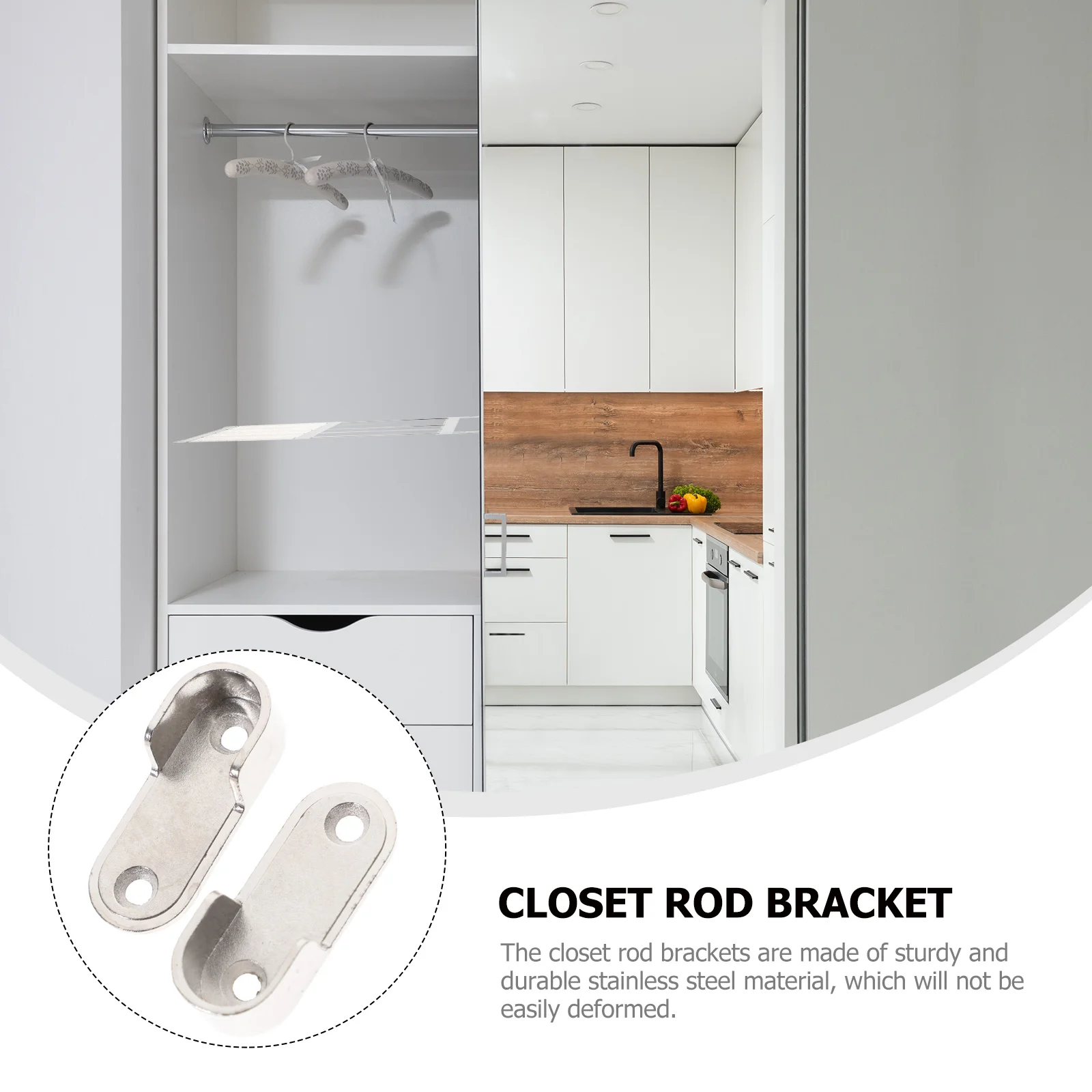 10 Pcs Stainless Steel Wardrobe Shower Curtain Rod Holder Closet Holders Brackets for Support Pole