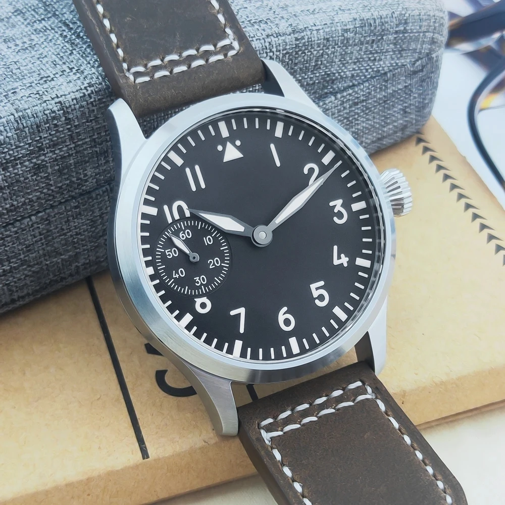 شعار مخصص 42 مللي متر الياقوت الزجاج الرجال ساعة St3600 اليد لف Movt الرياضة الجلود مضيئة Reloj العقيمة الهاتفي مقاوم للماء Reloj