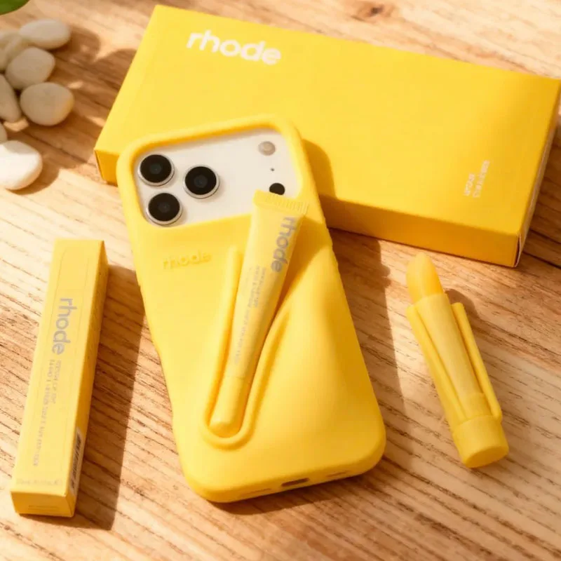 아이폰 15 16 14 13 12 11 프로 맥스 플러스 17 에어용 박스와 립스틱이 포함된 폰 케이스 립 글로스 휴대용 소프트 실리콘 충격 방지