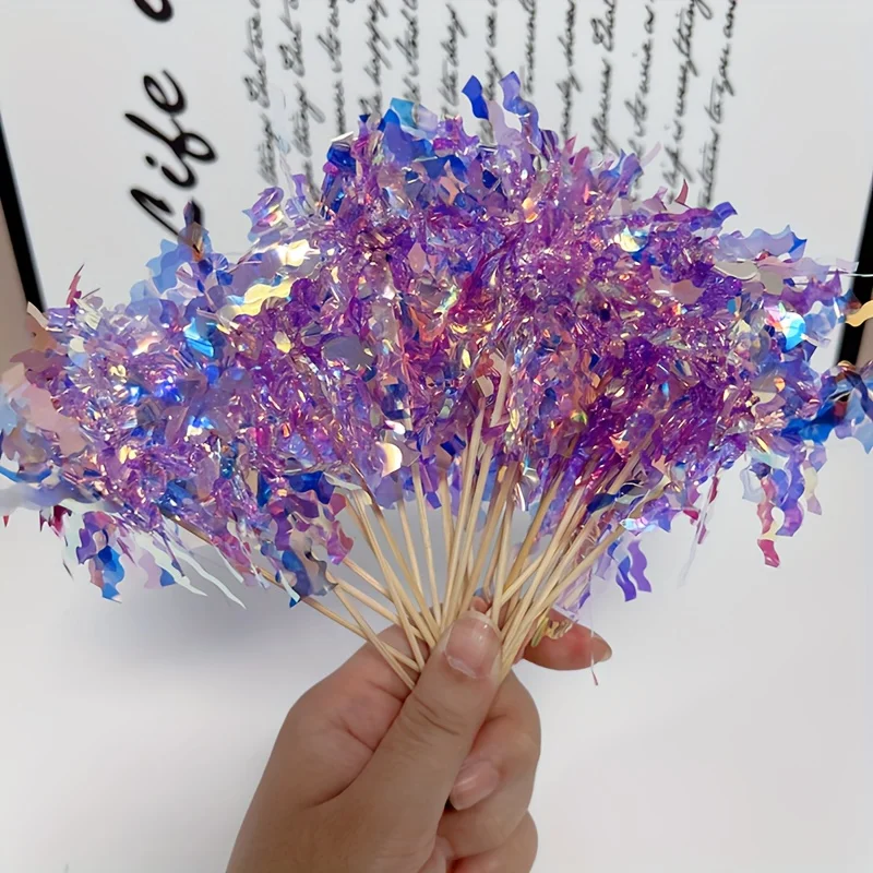 30 قطعة من أغطية الكيك على شكل زهرة لامعة متعددة الألوان لتزيين حفلات أعياد الميلاد، متعددة الاستخدامات لعيد الميلاد، واحتفالات العام الجديد #5