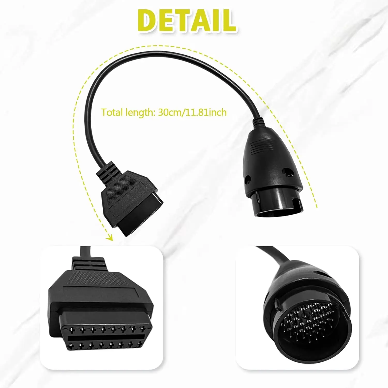 OBDII Adapter Diagnostics Cable For Pre-2001 Mercedes-Benz 38pin Connector to 16 Pin OBD Adapter