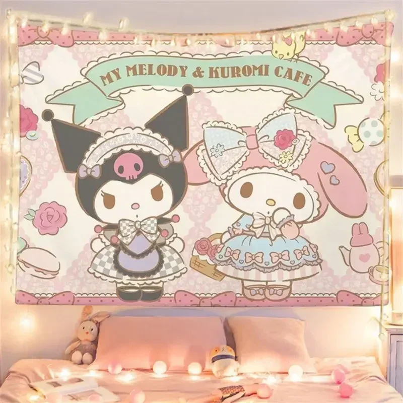 Sanrio série pano pendurado para decoração dormitório estudantil, fundo de personalização, personalização tapeçaria, urso e cão, 1,5x2m