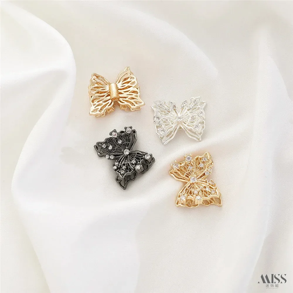 14K Gold-plated Zircon Hollowed Out Double-layer Butterfly Separated Beads DIY Handmade Bead Bracelet Necklace Accessories