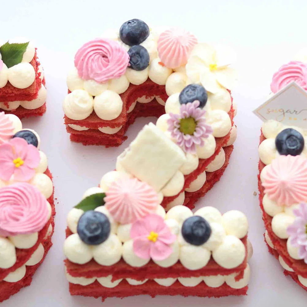 

9 pcs Cake Mold Baking Hollow Stencils Number Heart Shaped Pan Supplies Easy Clean Durability PET Material Gifts