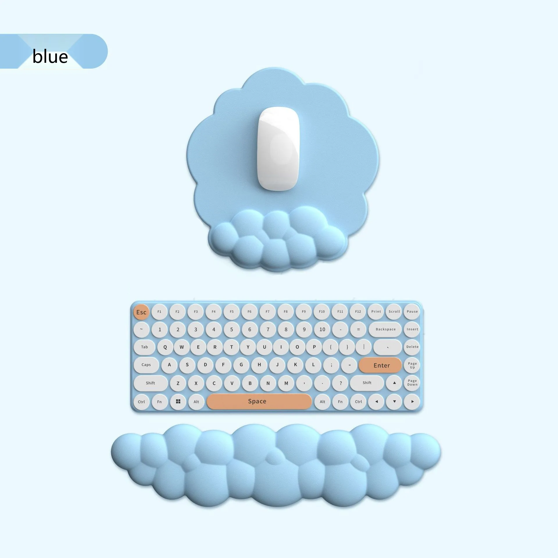 Memory-Schaum Handgelenkauflage Mauspad Tastaturpad Set Wolkenform 6 Farben Büro Gaming Schreibtischunterlage – Detail 17
