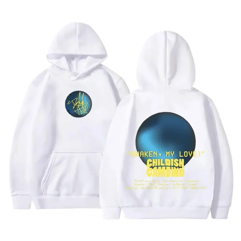 Childish Gambino Awaken My Love Double Sided Print Hoodie Men Trendy Oversized Sweatshirt Male Hip Hop Vintage Hoodies Clothes