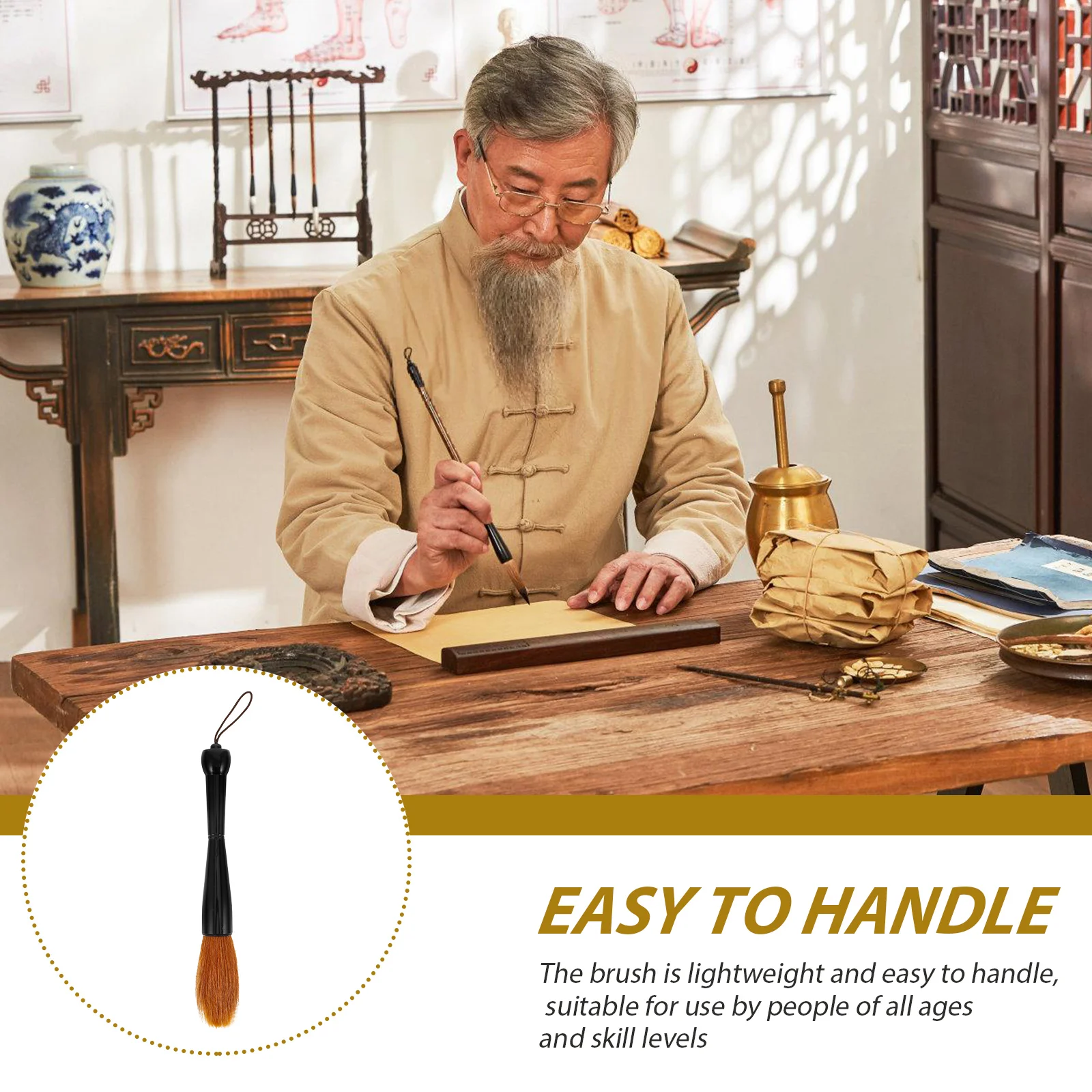 

Wolf Hair Big Brush Traditional Chinese Calligraphy Brush Long Handle Soft Bristle for Painting Writing Art Stationery Beginner