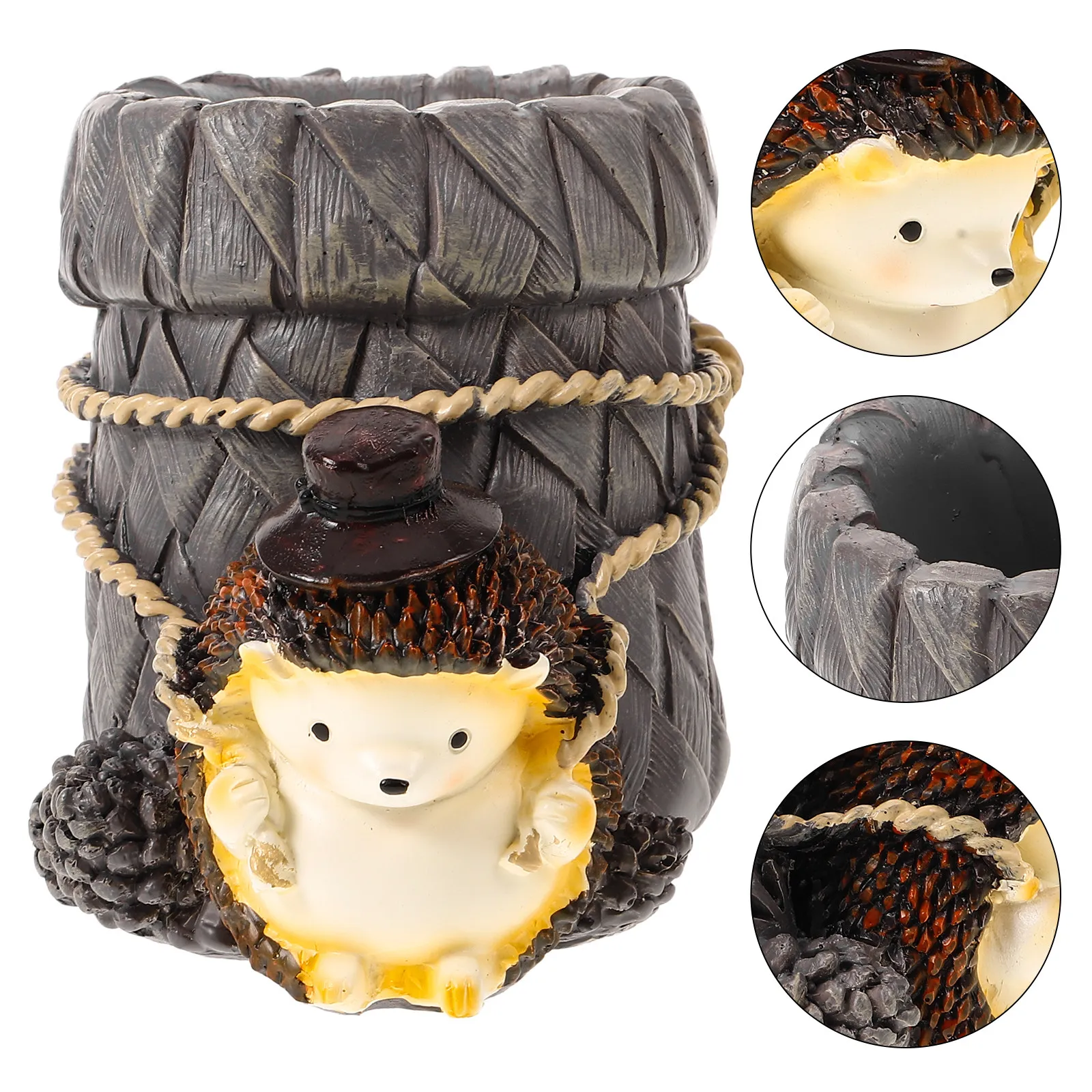 

Resin Hedgehog Pen Holder Lovely Creative Desktop Adornment for Office Students Teachers Organizing Pens Makeup Tools Tidy