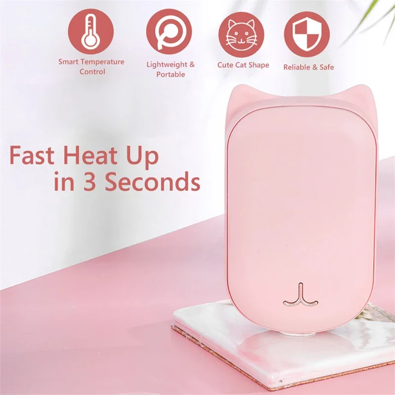 Hand Warmer Power Bank USB Rechargeable 6000mAh Winter Warm Hands Cat Electric Heater