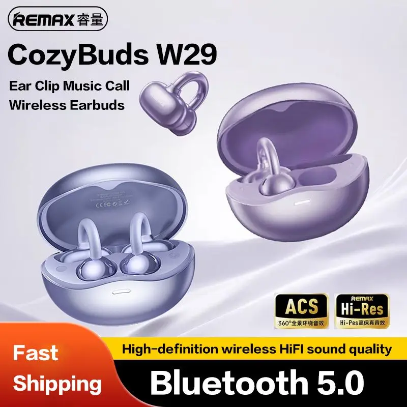 REMAX Pearl-like Clip-On Wireless Bluetooth Earphones with ENC Noise Cancellation Smart Volume  Waterproof for Phone/Tablet/PC