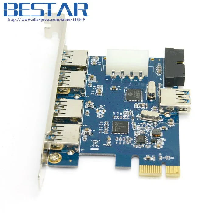 USB 3.0 PCI-E Pcie Pci Express PCI 7 พอร์ต 5Gbps Super Speed Express การ์ดอะแดปเตอร์ 5 พอร์ต + 20 Pin Controller