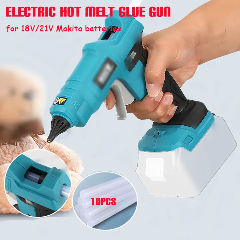 

Electric Hot Melt Glue Gun with 10pcs 11mm Glue Sticks Cordless Anti-scald Nozzle DIY Welding Hot Air Gun For Makita 18V Battery