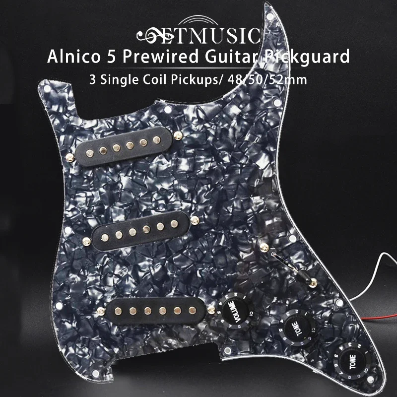 Alnico 5 SSS Prewired Guitar Pickguard Loaded Pickguard Staggered Pickups 48/50/52mm for FD ST Guitar 9 Colors Choose