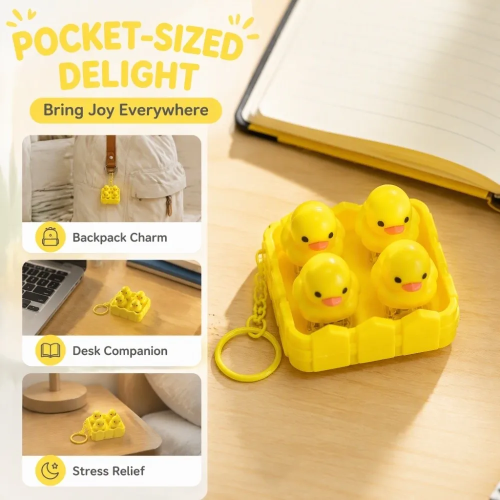 Boys Girls Simulation Little Duck Keycaps Clicker Bag Pendants PVC Press Button Keychain Creative 6.5cm Keyboard Pendants Kids