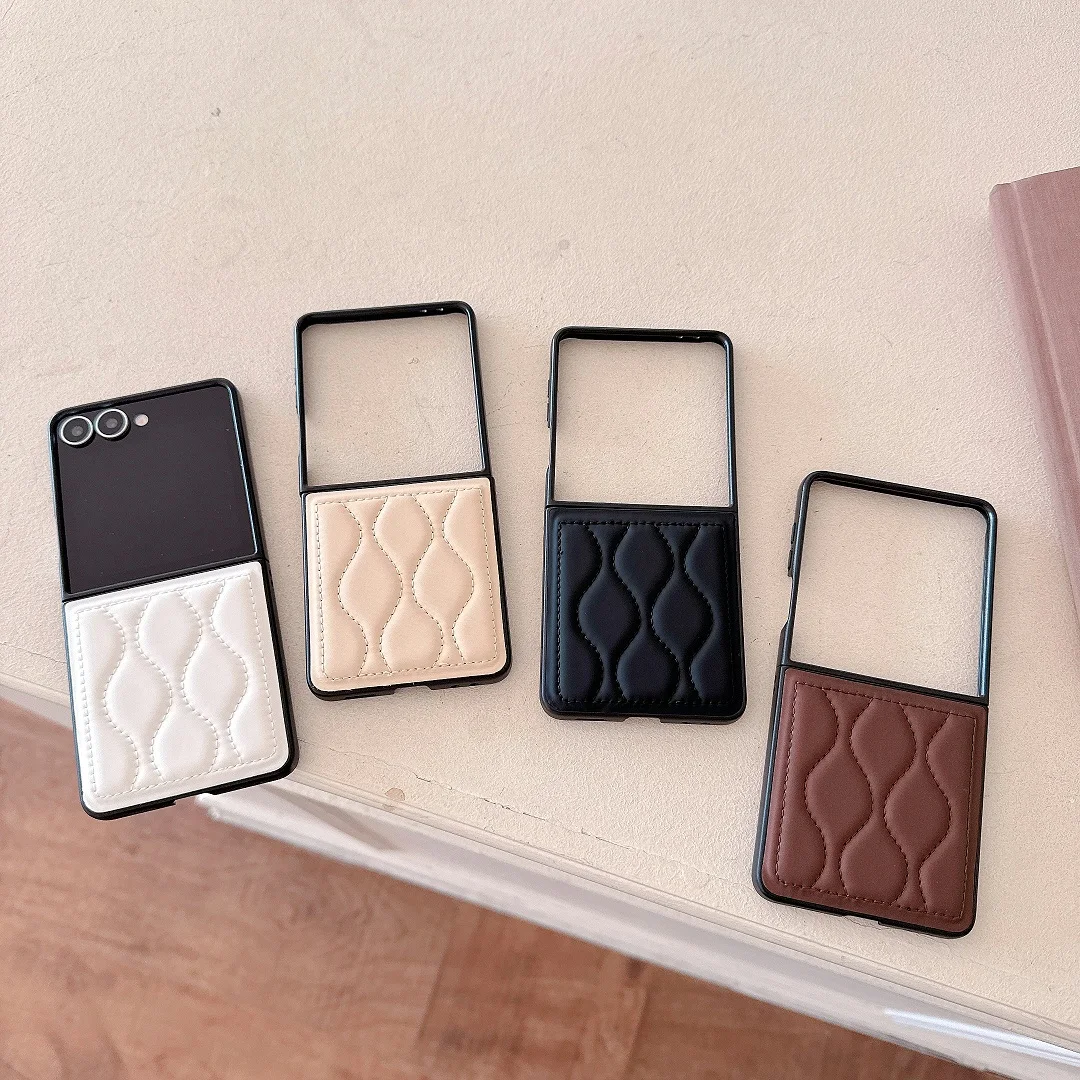 

Fashion Water Ripple Leather Case for Samsung Galaxy Z Flip7 Flip5 Flip6 Shell Phone Cover Z Flip4 Z Flip 5 Z Flip 6 Z Flip 7