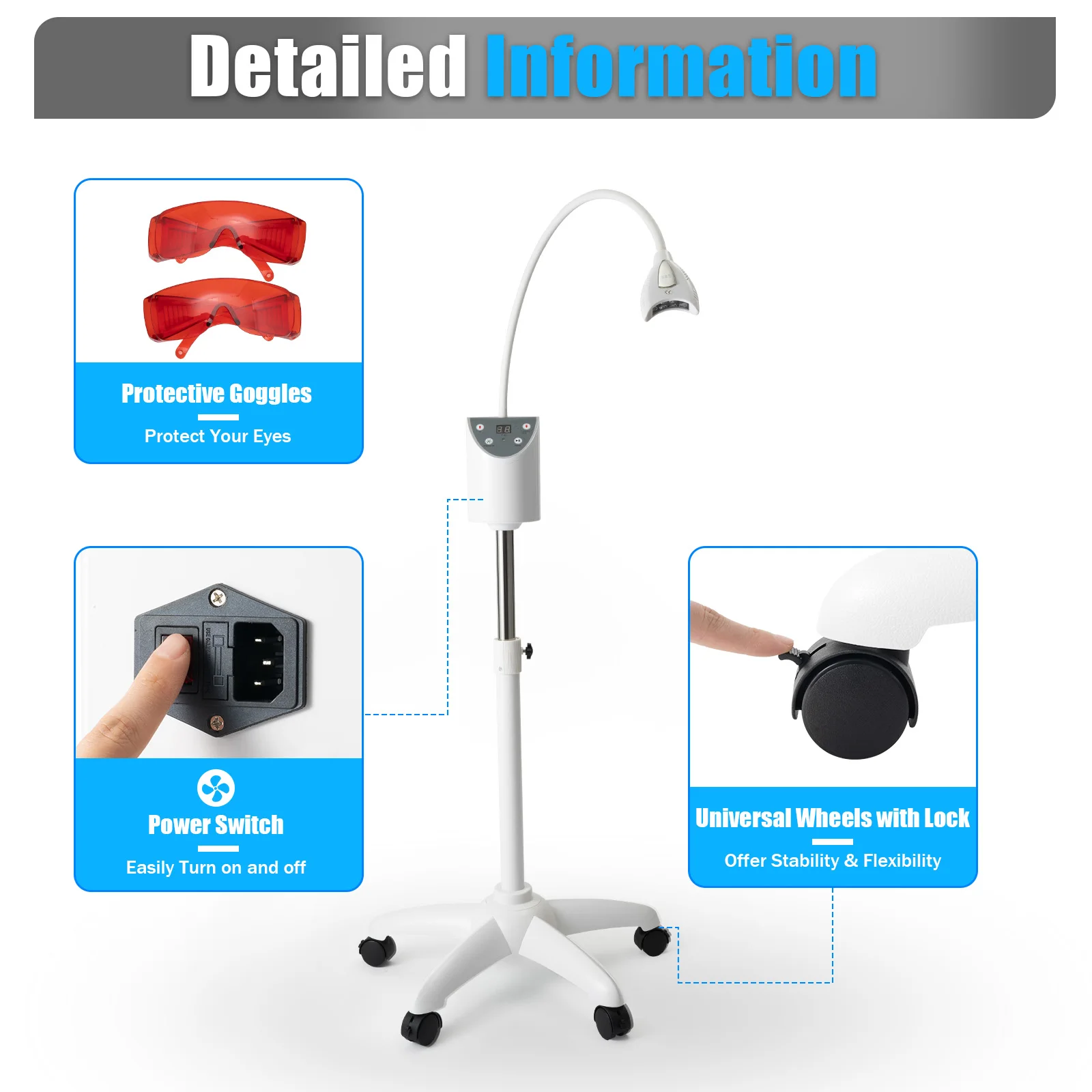 Movable Teeth-whitening Machine LED Cold Light Machine Bleaching Accelerator Light for Clinics, Hospitals, Beauty Salons, Home