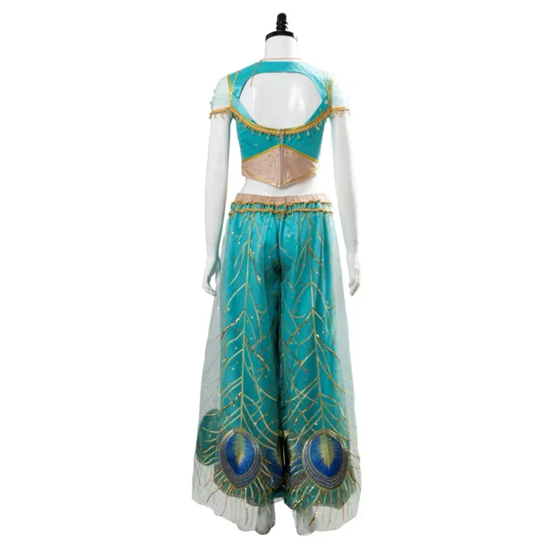 Cosaim película princesa Aladdin juego de rol Molina OMI Scott vestido verde y azul mujeres adultas Halloween carnaval código roto