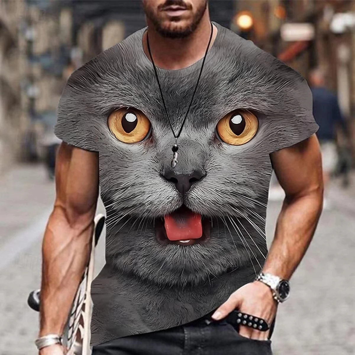 2026 Summer New Men's T-shirt 3D Simple Trendy Print Street Style Casual Fashion Breathable Lightweight Comfortable Tees