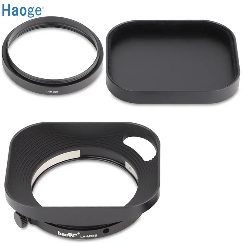 

Haoge Lens Hood Metal Square Bayonet for Fujifilm Fujinon XF27mmF2.8 R WR Lens Hood Black