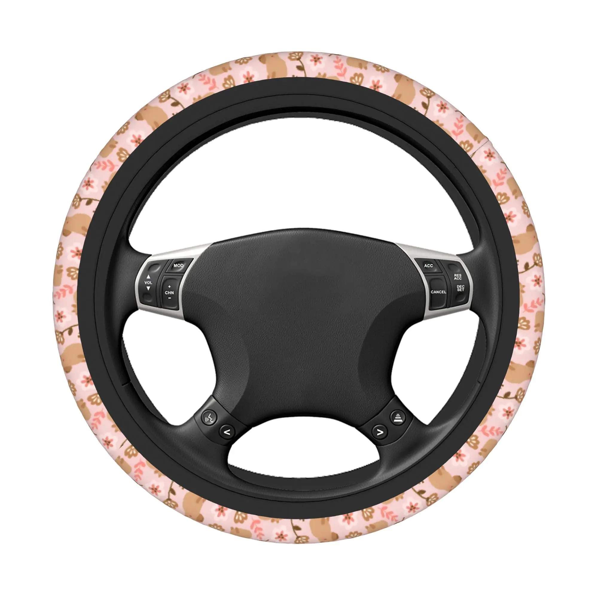 Cute Capybara Car Steering Wheel Cover 37-38  Steering Wheel Protective Cover Elastische Car-styling Car Accessories