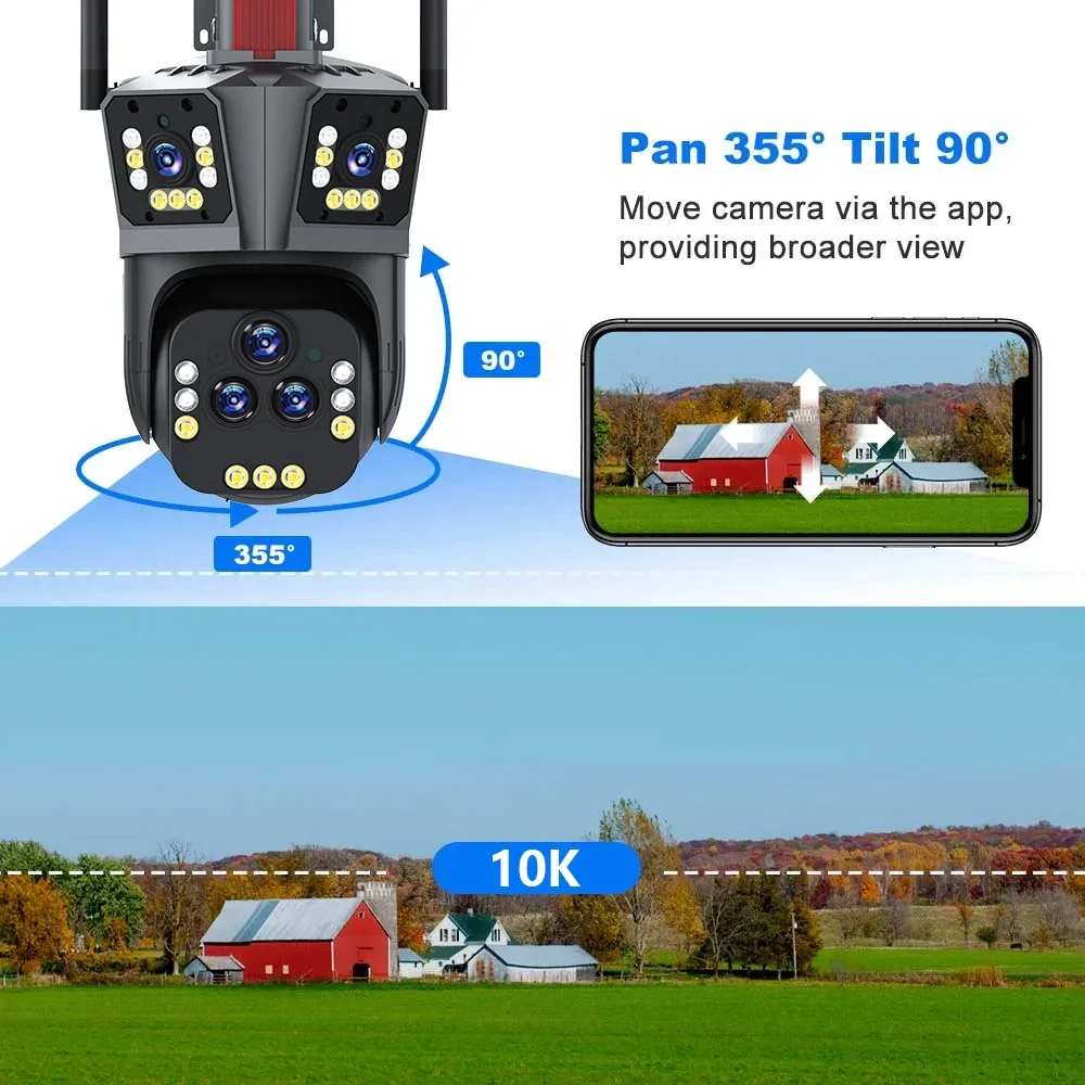 Rscamtom 20MP 5 Lens IP66 Waterproof 20X Wireless Camera WiFi PTZ Network Camera With Speaker