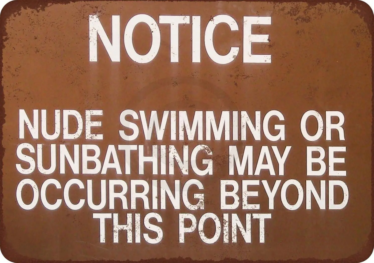 Notice Nude Swimming and Sunbathing Vintage Reproduction Metal Sign 8 x 12