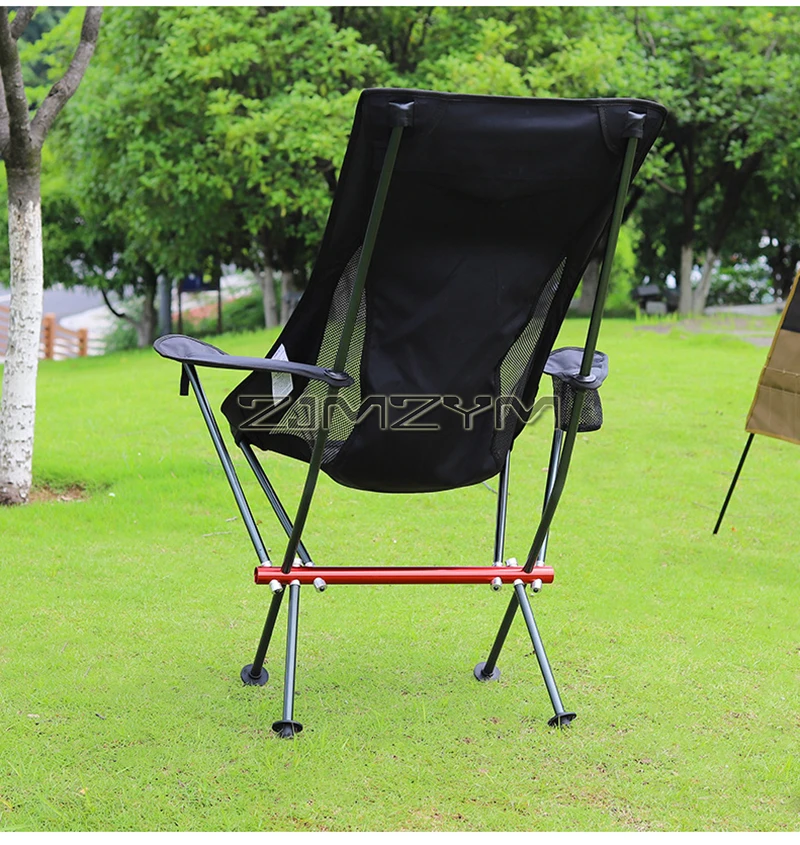 High Back Camping Chair, Portable Folding Chair with Cup Holder, Arm Rest, & Carry Bag; Supports up to 150kg, Black/Gray/Beige