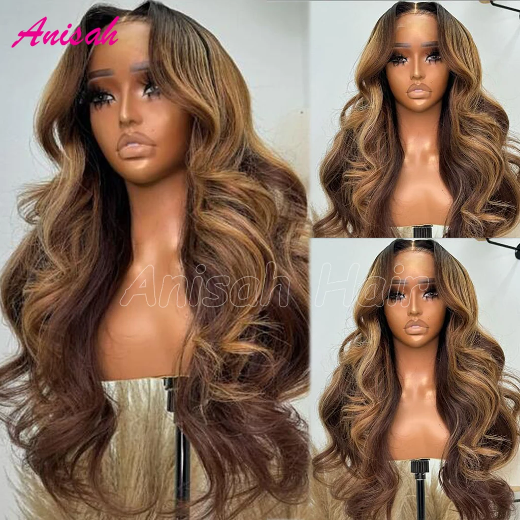 

Highlight Wigs Human Hair Lace Front Human Hair Wigs For Women Body Wave Honey Blonde 13X4 Full Lace Frontal Wig For Women