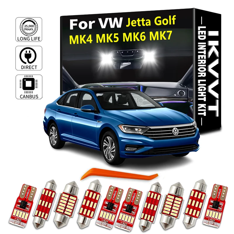 IKVVT For Volkswagen VW Jetta Golf 4 5 6 7 MK4 MK5 MK6 MK7 Canbus Car LED Interior Light Dome Glove Box Lamp Auto Accessorie