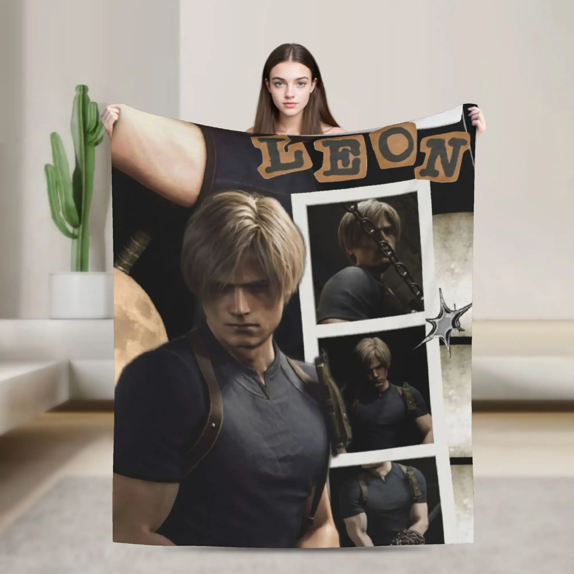 Leon Kennedy Collage Warm Blanket  Kids Adult Plush Throw Blanket Fashion Home Decor Flannel Bedspread Sofa Bed Cover