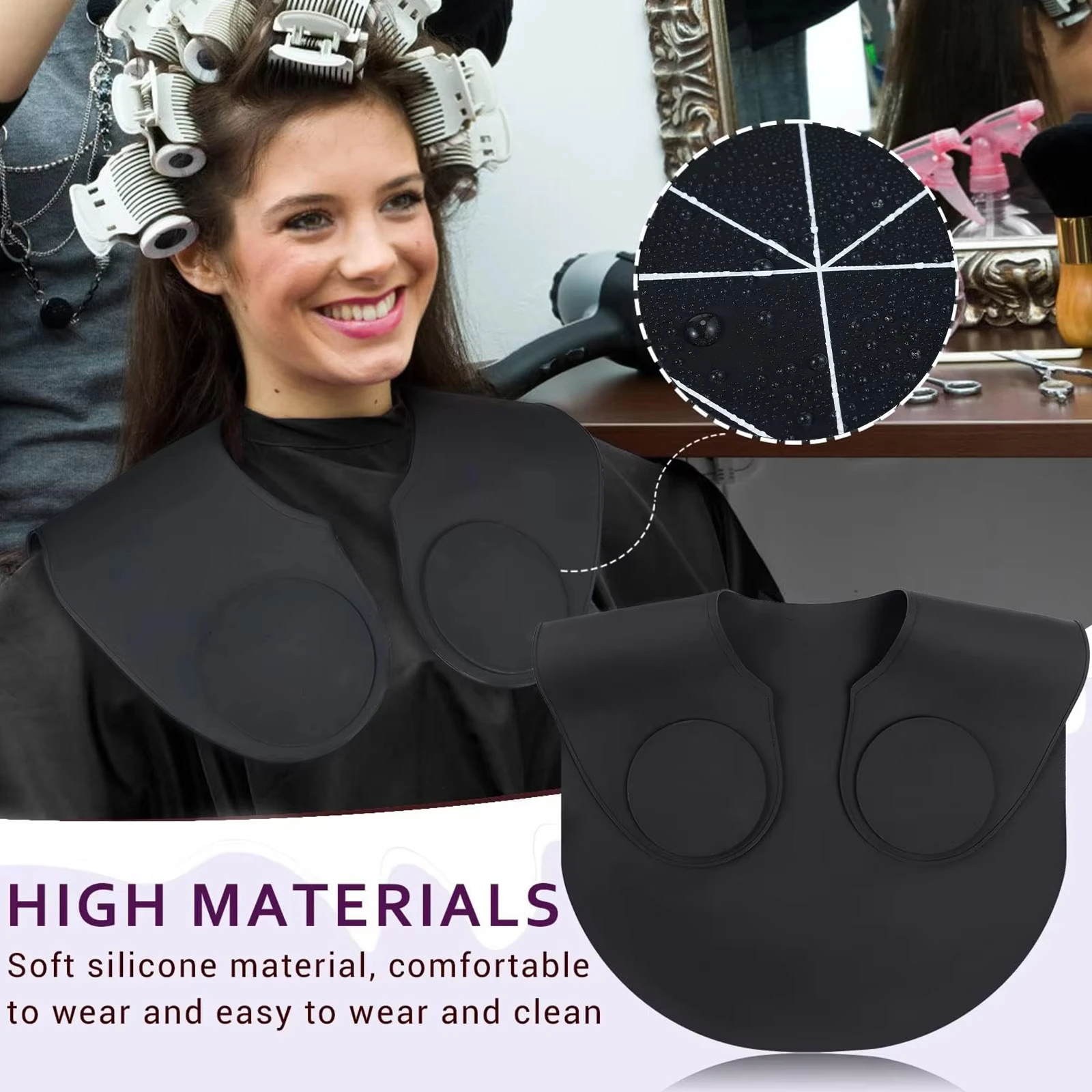 

Hair Dyeing Cloak Tools Black Barber Silicone Hairdressing Coloring Collar Salon Waterproof Hair Cutting Cape Pro Barbershop