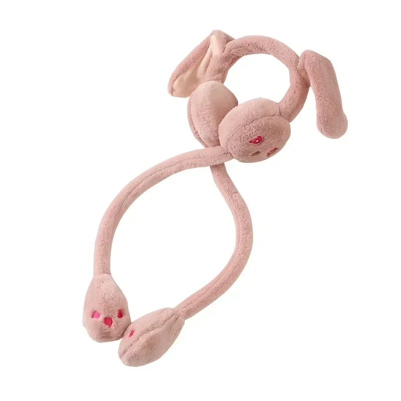 귀여운 토끼 오리 귀 움직이는 겨울 귀마개 여성과 어린이를위한 부동액 귀 보호 모자 추운 날씨