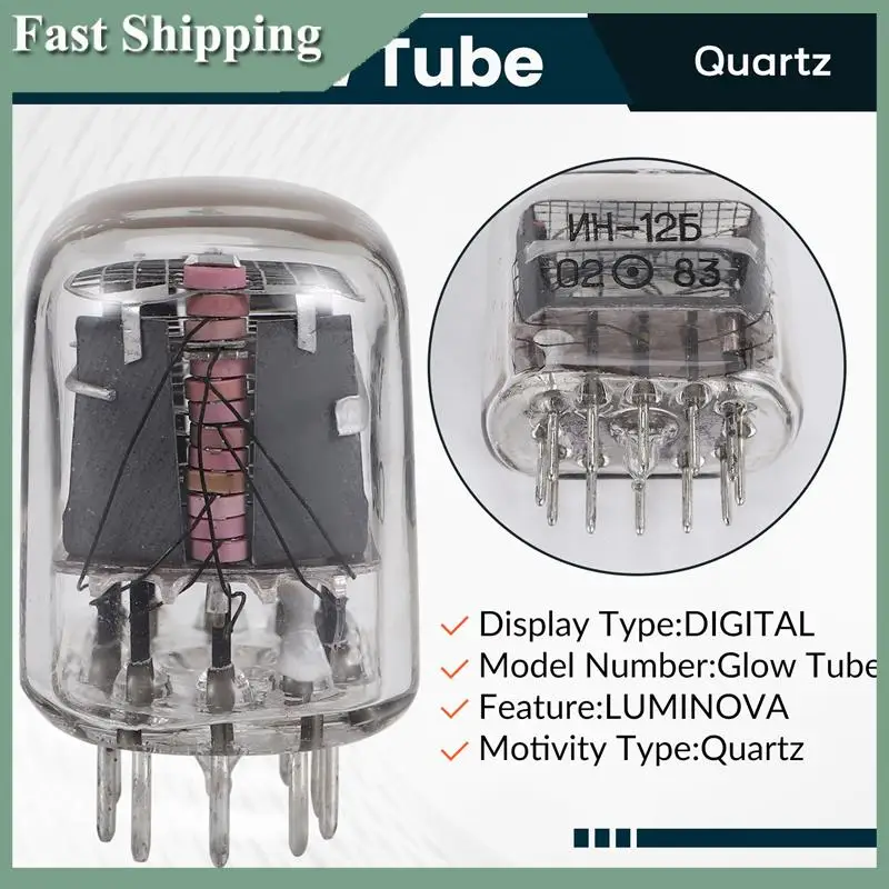

-WSFS 1Pcs New IN-12 IN12 Glow Tube For Glow Clock Nixie Digital LED Clock With Decimal Point