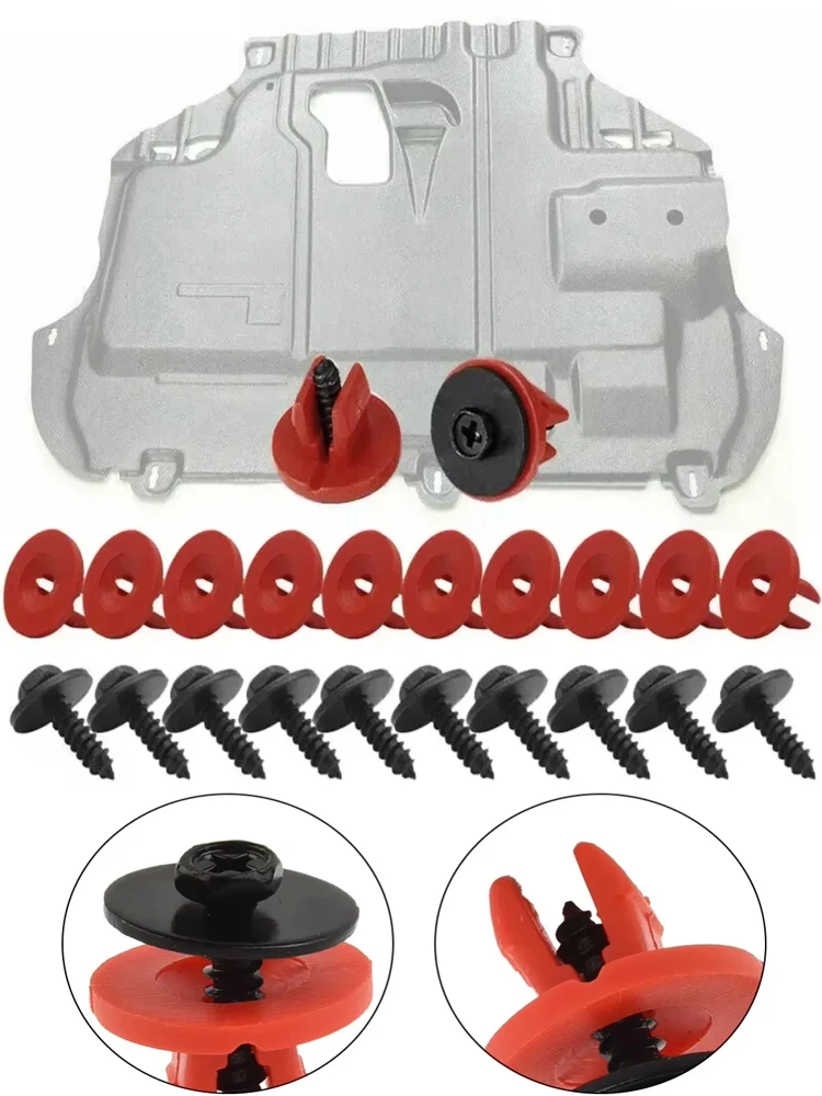 Clips de couvercle de sous-plateau de moteur, 20 pièces, vis, couvercle inférieur, Kit de Protection de voiture avec vis, jeu de fixations de train d'atterrissage
