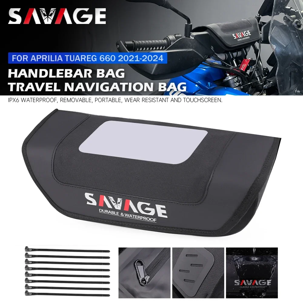 

For Aprilia Tuareg 660 2021-2024 Motorcycle Handlebar Bags Travel GPS Navigation Bag Tuareg660 Waterproof 3.5L Storage Tools Bag